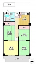 大阪市旭区新森、マンションの間取り画像です