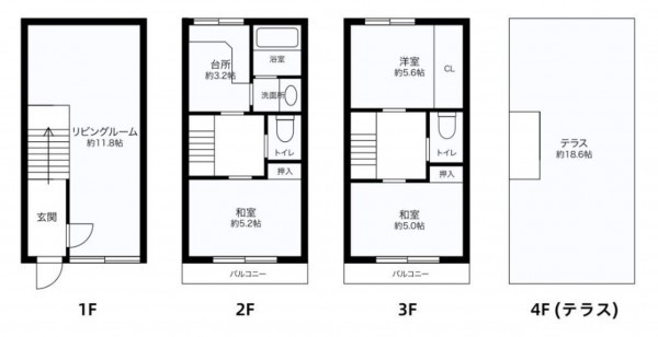 大阪市生野区巽東、中古一戸建ての間取り画像です