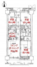 大阪市城東区東中浜、マンションの間取り画像です