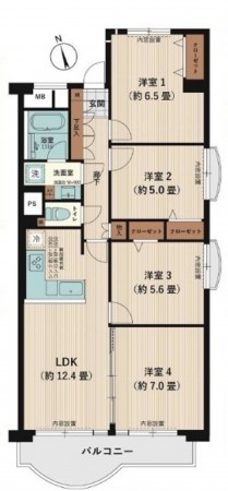 大阪市旭区太子橋、マンションの間取り画像です