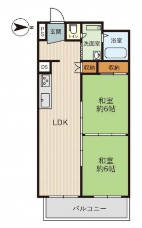 大阪市鶴見区今津中、マンションの間取り画像です