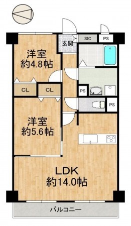 大阪市東成区深江南、マンションの間取り画像です