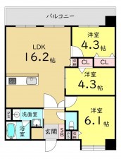 大阪市城東区今福東、マンションの間取り画像です