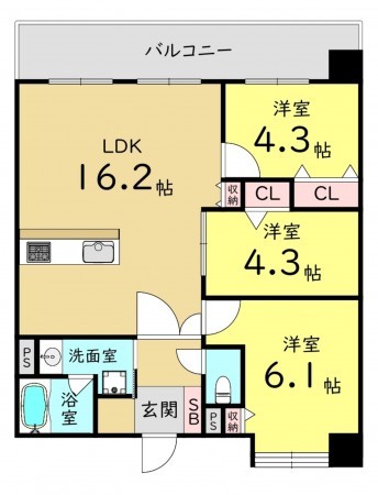 大阪市城東区今福東、マンションの間取り画像です