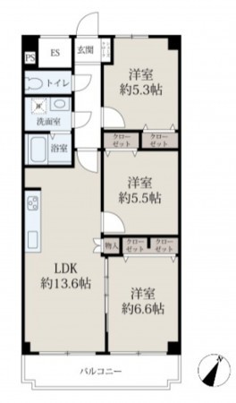 大阪市城東区今福東、マンションの間取り画像です