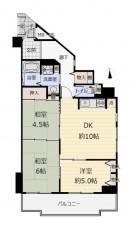 大阪市生野区巽南、マンションの間取り画像です