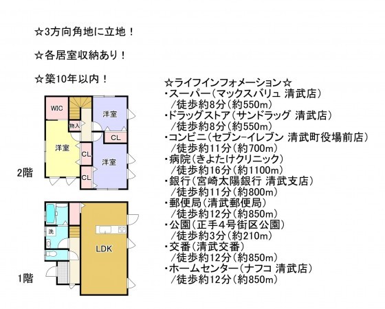 宮崎市清武町正手、中古一戸建ての間取り画像です