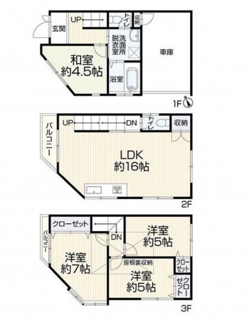 大阪市城東区成育、中古一戸建ての間取り画像です