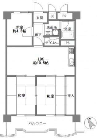 大阪市都島区都島北通、マンションの間取り画像です