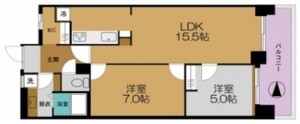 大阪市鶴見区今津南、マンションの間取り画像です