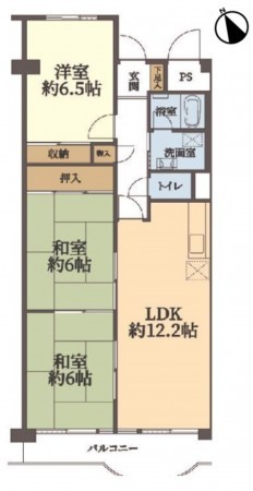 大阪市旭区太子橋、マンションの間取り画像です