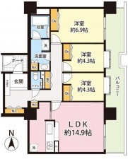 大阪市都島区友渕町、マンションの間取り画像です