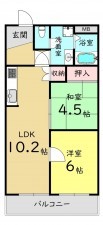 大阪市鶴見区放出東、マンションの間取り画像です