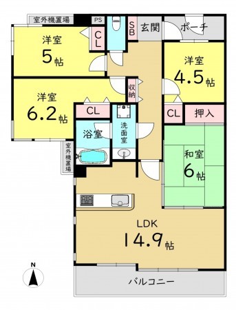 大阪市都島区高倉町、マンションの間取り画像です