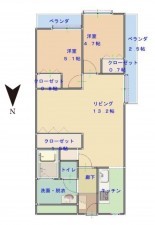 大阪市生野区新今里、マンションの間取り画像です