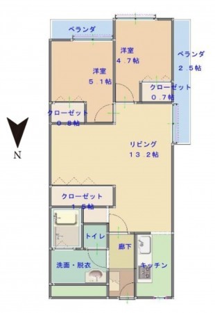 大阪市生野区新今里、マンションの間取り画像です