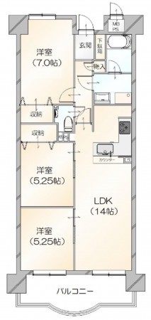 大阪市都島区友渕町、マンションの間取り画像です