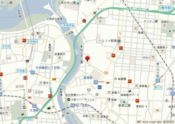 大阪市都島区善源寺町、マンションの地図画像です