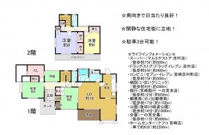 宮崎市吉村町、中古一戸建ての間取り画像です