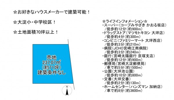 宮崎市大坪西、土地の間取り画像です