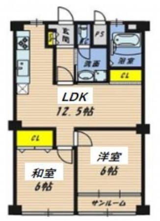 大阪市都島区友渕町、マンションの間取り画像です