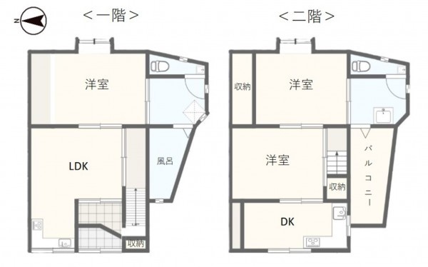 大阪市生野区鶴橋、中古一戸建ての間取り画像です