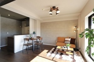 大阪市生野区鶴橋、マンションの居間画像です