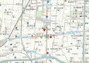 大阪市城東区中央、マンションの地図画像です