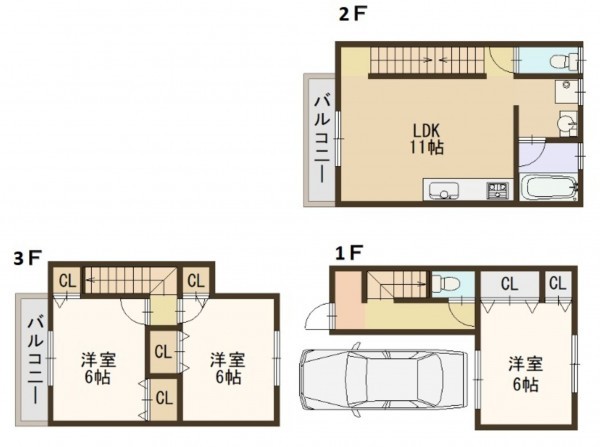 大阪市鶴見区茨田大宮、中古一戸建ての間取り画像です