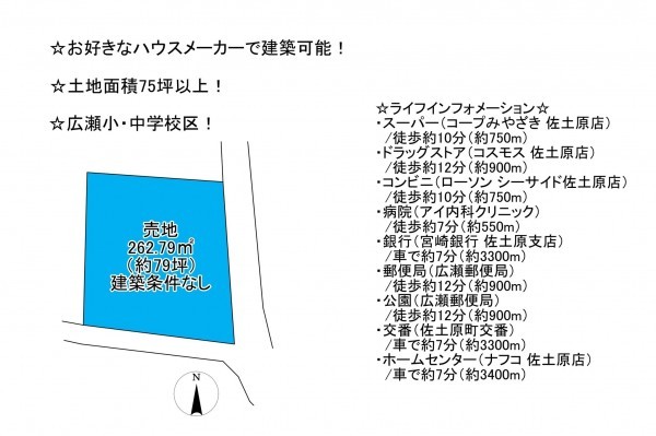 宮崎市佐土原町下那珂、土地の間取り画像です