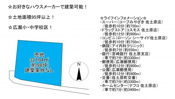 宮崎市佐土原町下那珂、土地の間取り画像です