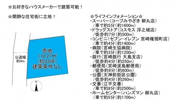 宮崎市大島町、土地の間取り画像です