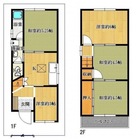 大阪市鶴見区茨田大宮、中古一戸建ての間取り画像です