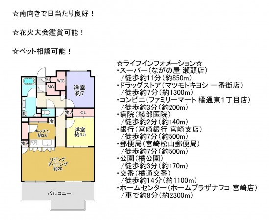 宮崎市川原町、マンションの間取り画像です