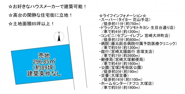 宮崎市江南、土地の間取り画像です