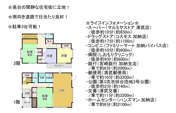 宮崎市清武町池田台、中古一戸建ての間取り画像です