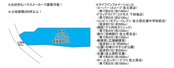 宮崎市佐土原町下田島、土地の間取り画像です