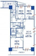 大阪市鶴見区鶴見、マンションの間取り画像です