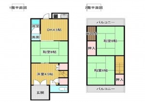 大阪市東成区中道、中古一戸建ての間取り画像です