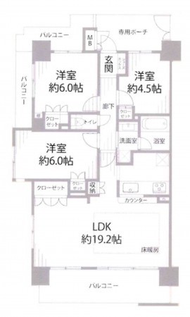 大阪市東成区玉津、マンションの間取り画像です