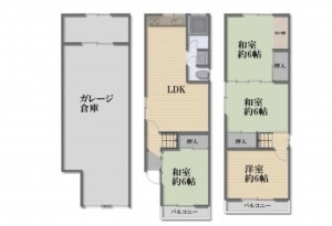 大阪市城東区今福南、中古一戸建ての間取り画像です