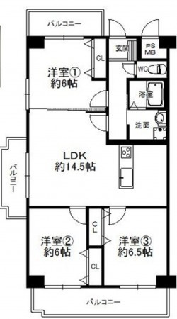 大阪市生野区桃谷、マンションの間取り画像です