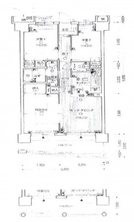 大阪市東成区大今里西、マンションの間取り画像です