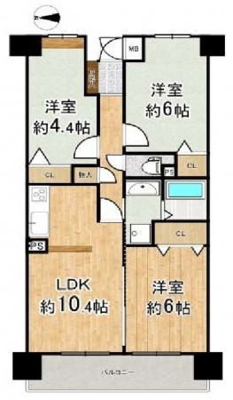 大阪市東成区深江北、マンションの間取り画像です