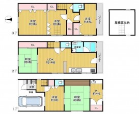 大阪市生野区生野西、中古一戸建ての間取り画像です