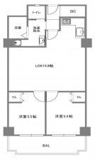 大阪市旭区新森、マンションの間取り画像です