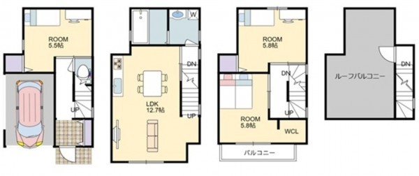 大阪市旭区赤川、新築一戸建ての間取り画像です