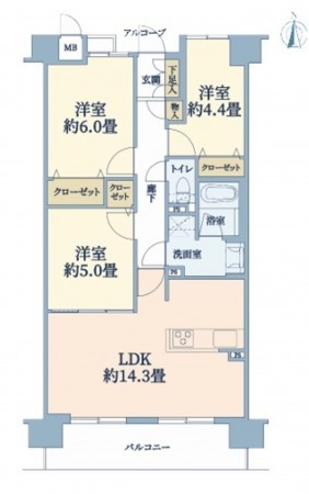 大阪市城東区古市、マンションの間取り画像です