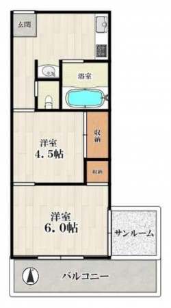 大阪市都島区高倉町、マンションの間取り画像です