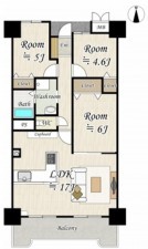 大阪市生野区巽西、マンションの間取り画像です